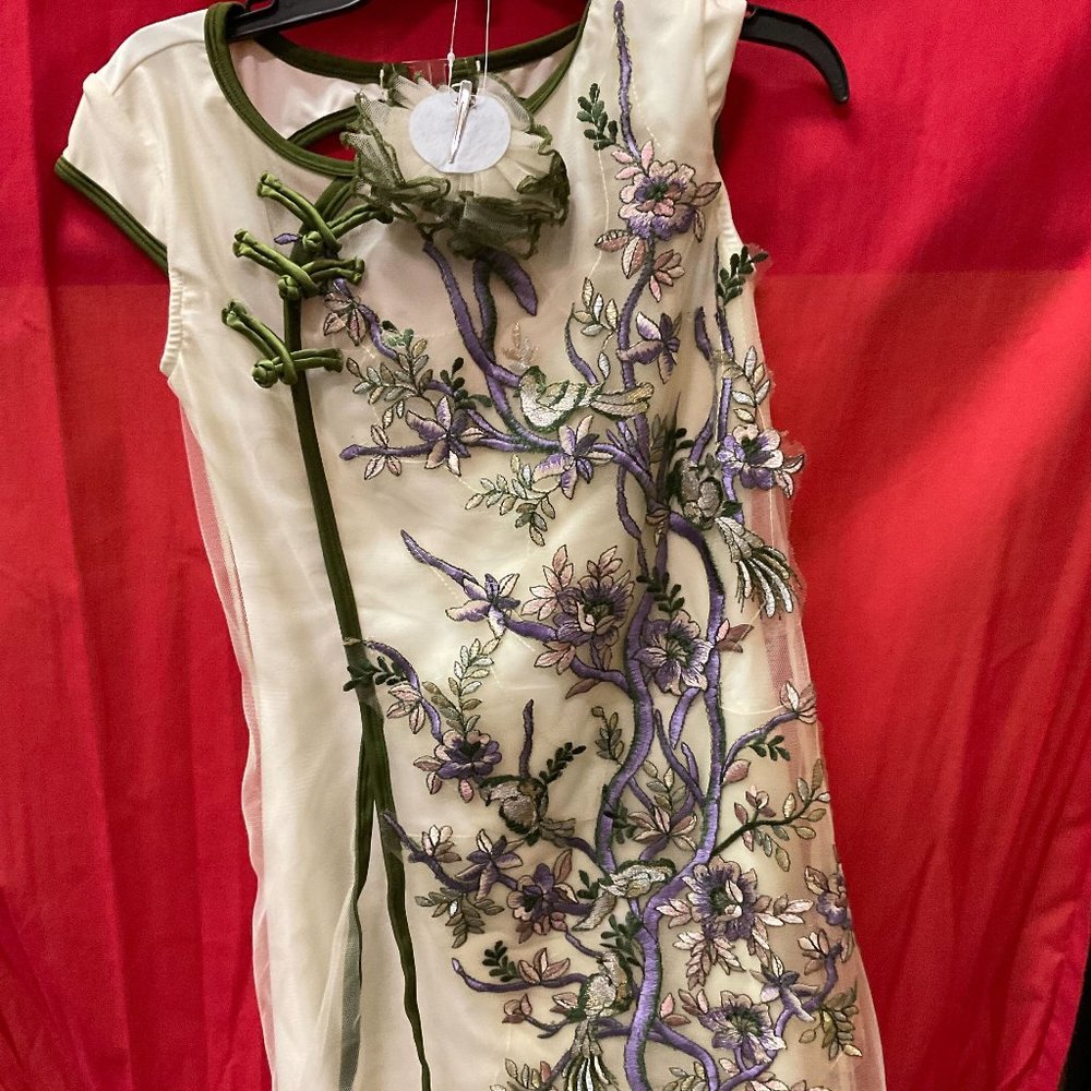 Curtian Call Costume: Emotional Balance- Ivory Dress with Floral Ebroidery
